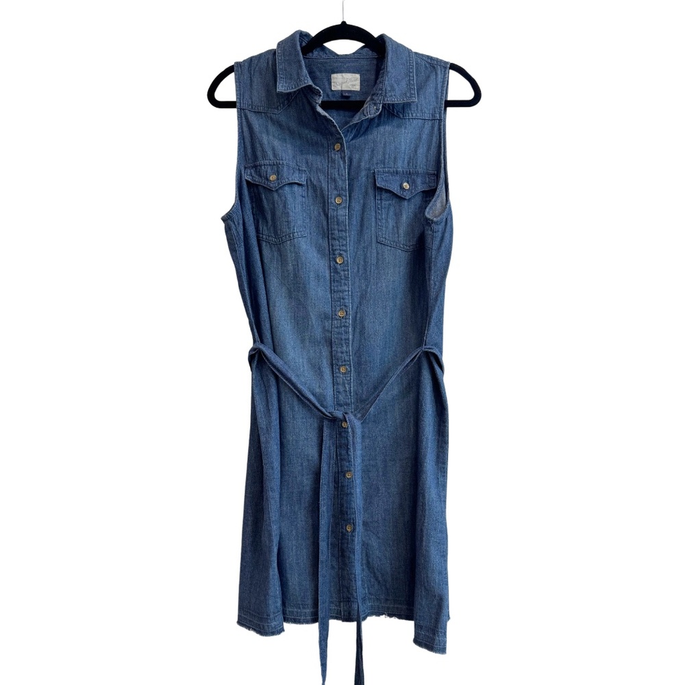 Universal Thread Blue Denim Sleeveless Shirt Dress Size L